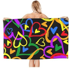 Serviette <span class=keywords><strong>de</strong></span> plage et <span class=keywords><strong>de</strong></span> piscine en microfibre à impression arc-en-ciel Gay Pride personnalisée 32in X 52in couverture <span class=keywords><strong>de</strong></span> sports d'été à séchage rapide sans <span class=keywords><strong>sable</strong></span> - Product Image 2