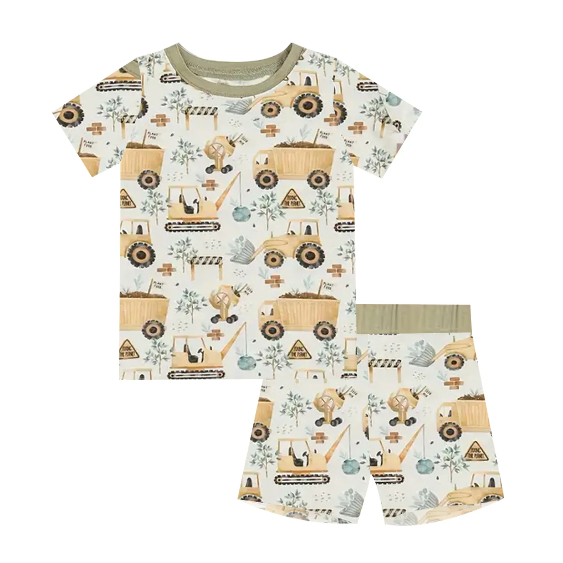 Haute qualité bambou coton à manches longues ou courtes enfants pyjama impression numérique coton côtelé bouton bébé pyjama