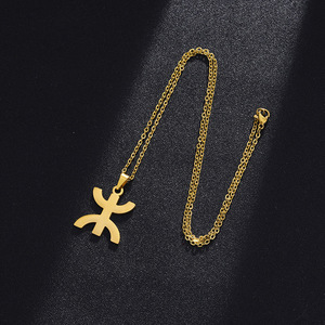 Collier unisexe en acier inoxydable avec pendentif symbole berbère <span class=keywords><strong>kabyle</strong></span> africain pour homme et femme, chaîne de clavicule - Product Image 4