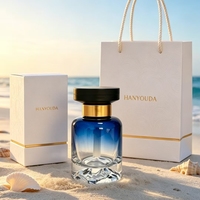 Diffuseur de parfum automobile de luxe en gros, base volcanique hybride, flacon de 120 ml en verre bleu océan dégradé, avec estampage doré