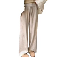 Ladies Spring New Arrival Pantalon en tricot uni super doux à taille haute et à jambe ample