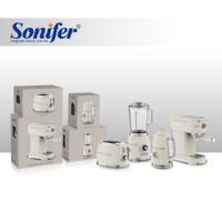 Ensemble d'appareils de cuisine Sonifer SF-TS-BL-CO-KT01 blanc avec grille-pain, machine à expresso et bouilloire électrique pour la maison, le café, l'hôtel