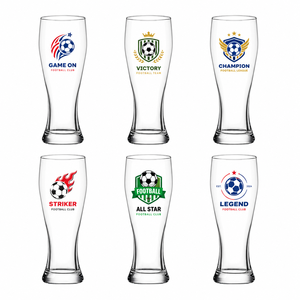 Verres à bière soufflés à la main avec logo personnalisé, verres à vin de football mondial, ensemble de verres à bière pas chers, verres à bière Pilsner artisanaux transparents – Vente en gros - Product Image 1