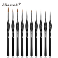 Panwenbo-Lot de 10 pinceaux miniatures en nylon pour peinture artistique, détails fins, pour modèles acryliques et aquarelles à l'huile