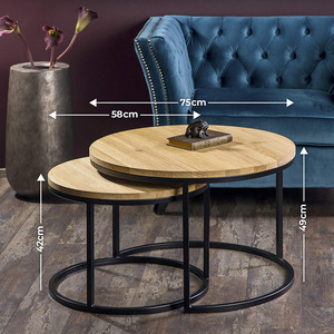 Living Room Design Furniture <span class=keywords><strong>Classic</strong></span> French Dome Solid Wood Top Metal Leg Round Coffee Table Set - Product Image 4