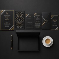 Juego de Invitaciones de Boda con Doble Lámina Dorada y Plateada |   Vinilo Mate Negro para Ventanas, Corte Láser, 600gsm, Venta al Por Mayor para Empresas