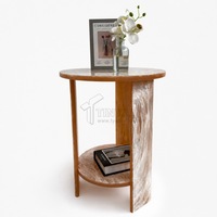 Table d'appoint ronde à deux niveaux en acrylique de luxe style nordique, personnalisable, pour la décoration intérieure