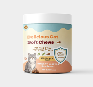 OEM/ODM Deliciosos Bocadillos Masticables <span class=keywords><strong>para</strong></span> Gatos, Prevención de <span class=keywords><strong>Pulgas</strong></span> <span class=keywords><strong>y</strong></span> <span class=keywords><strong>Garrapatas</strong></span>, Suplemento de Levadura de Cerveza <span class=keywords><strong>para</strong></span> Reforzar la Inmunidad - Product Image 1
