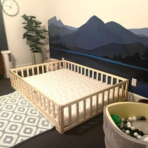 Cama <span class=keywords><strong>de</strong></span> suelo <span class=keywords><strong>Montessori</strong></span> <span class=keywords><strong>de</strong></span> madera <span class=keywords><strong>de</strong></span> pino duradera, cama personalizable para niños para dormitorio, directo <span class=keywords><strong>de</strong></span> fábrica - Product Image 1