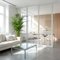 Cloison latérale plate en aluminium à simple vitrage |   Châssis en acier, insonorisant et anti-collision pour bureaux, centres commerciaux, écoles