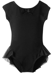 Body da <span class=keywords><strong>ballerina</strong></span> per bambine in cotone a maniche corte con fiocco e gonna tutù in chiffon a rete per danza e ginnastica - Product Image 5