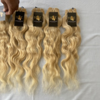 Tissage de corps humain indien Remy, blond 613, non traité, bouclé, deep wave, cheveux lisses, vente en gros