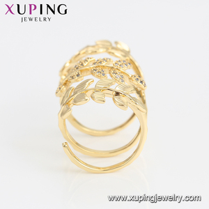 Anillo de Dedo Moderno de Joyería Elegante Xuping 16240, Diseño de Hojas con Baño de Oro, Anillo de Boda - Product Image 4