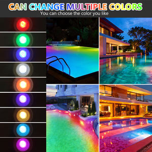 Lampe LED submersible encastrée pour <span class=keywords><strong>piscine</strong></span> et spa, 3x3W, 9W, mini D90mm, RGB, télécommande RF, en plastique - Product Image 6