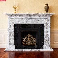 YOUFINE Décor classique personnalisable intérieur Simple marbre noir et blanc cheminée en marbre linéaire européen Mental moderne