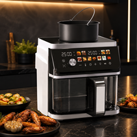 Friteuse à air chaud 5L à induction, double alimentation, 11 programmes prédéfinis, contrôle tactile, avec panier vapeur, pour usage domestique - Offre Spéciale