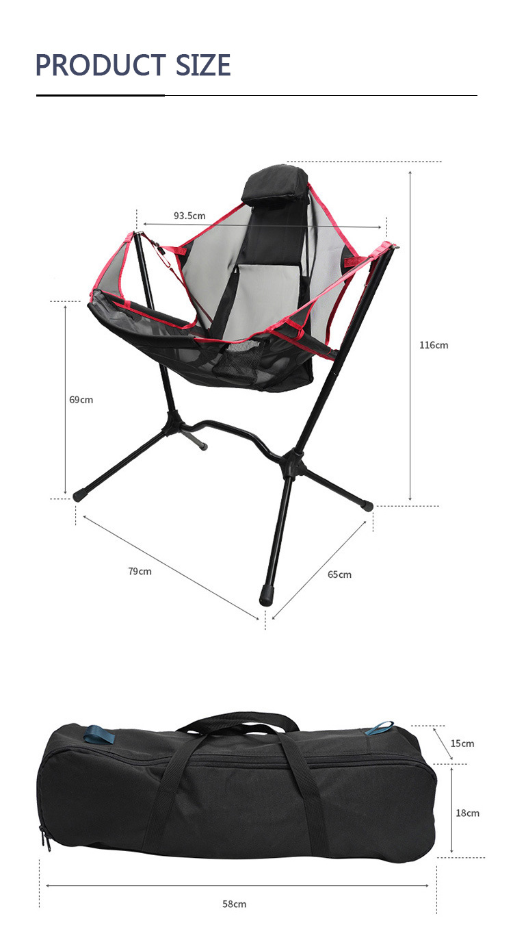 3.5kg 116CM Modern Camping Outdoor Chairs Folding Rocking Beach Moon Chair