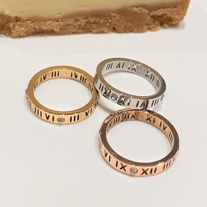 Anello in Acciaio al Titanio con Numeri Romani e Zirconi, per Uomo e Donna, Anelli con Diamanti Tagliati, Accessorio Resistente allo Sbiadimento - Product Image 5