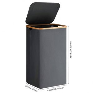 Cesto de Ropa Plegable Grande con Tapa y Asas de Bambú - Product Image 4