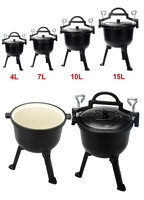 Logo personnalisé Chaudron en fonte émaillée Pologne camping autocuiseur trois pattes viande chasse pot