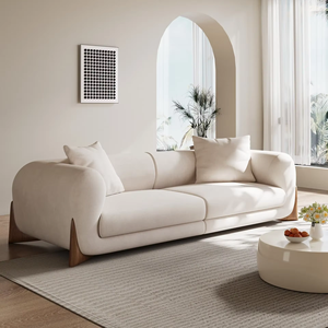 TEDDY loveseat sang trọng bằng gỗ chân mở rộng chuyển đổi <span class=keywords><strong>sofa</strong></span> cắt đặt hiện đại Sherpa boucle vải phòng khách đồ nội thất - Product Image 1