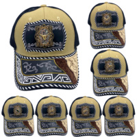 Gorra de vaquero personalizable con patrón metálico 3D de herradura, de lona de malla, estilo étnico occidental mexicano, única y a la moda, para exteriores y playa