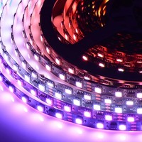 Bande lumineuse LED 12V SMD 5050 60 LED/m WS2812B, flexible, étanche, 5 mètres, intelligente, RGB