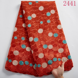 Tissu en Dentelle Sèche Africaine en Coton de Haute Qualité, Voile <span class=keywords><strong>Suisse</strong></span> Africain 100% Coton, Dentelle Nigériane pour Robe de Soirée Quotidienne 2441 - Product Image 4