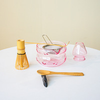Service à thé matcha en verre NEWELL avec boîte de couleur, style minimaliste/ins, bol à matcha, fouet, support, cuillère, ensemble complet
