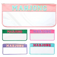 Bolso de Mahjong con Letras Bordadas, de Policloruro de Vinilo, Gran Capacidad, Multicolor, Impermeable, Portátil