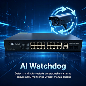 สวิตช์เครือข่าย PoE แบบไม่ต้องจัดการ 16 พอร์ต Poe+2GE Uplink+1SFP พร้อม AI Watchdog รุ่น 10316KE - Product Image 2