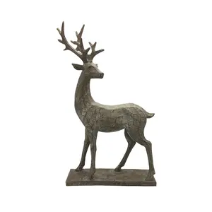 厂家直销家居花园装饰树脂工艺礼品桌面仿木动物鹿摆件雕像