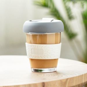 แก้วน้ำกาแฟทรงสร้างสรรค์ Aeofa แก้วน้ำพร้อมปลอกซิลิโคน แก้วน้ำมีฝาปิด - Product Image 5