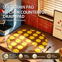 Tapis de cuisine en cuir Nappa PVC à pois circulaires, tapis de drainage en cuir pour table, tapis de cuisine absorbant l'eau, tapis de style rétro et original
