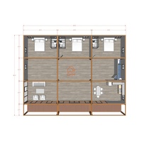 Maison conteneur préfabriquée moderne en acier galvanisé, à structure plate, avec panneaux sandwich en laine de roche, démontable, type appartement