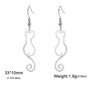 <strong>Stainless</strong> <strong>Steel</strong> Earrings Cute Cat Hollow Pendant Dainty Fashion Dangle Earrings for Women Best Friend Custom <strong>Jewelry</strong> - Product Image 4