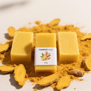 Barra de jabón de cúrcuma de limón vegano Ácido Kójico hecho a mano para cara cuerpo limpieza profunda antiacné piel brillante - Product Image 4