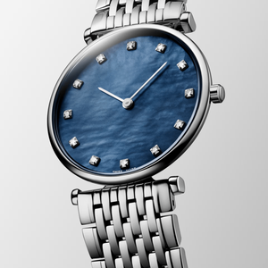 Reloj de Cuarzo para Mujer, Pulsera Redonda de Acero Inoxidable, Marcadores de Diamantes, Esfera de Nácar, Elegante Reloj de Pulsera Longinesing - Product Image 1