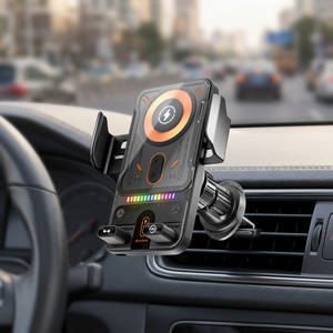 Support de chargeur de téléphone portable sans fil multifonctionnel 15W à charge rapide avec capteur infrarouge pour sortie d'air domestique et voiture, personnalisable - Product Image 3