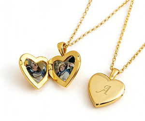 Qiuhan Personalized Gold Plated Heart Locket Necklace with Photo Tiny Memorial Gift for Her <strong>Best</strong> Friend &amp; <strong>Mum</strong> - Product Image 1