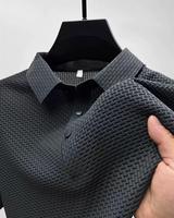 Polos pour hommes de qualité supérieure, personnalisés, uniques, en tissu gaufré, polos décontractés pour hommes, polos d'été pour hommes