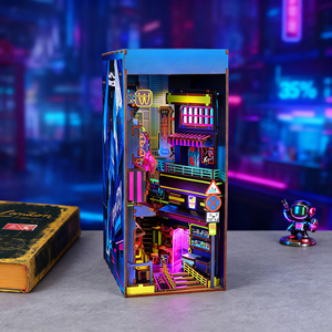 OCHOICE Supporta il Dropshipping MOQ=1 Kit Fai-da-Te in Legno per Angolo Lettura, Casa in Miniatura <span class=keywords><strong>con</strong></span> <span class=keywords><strong>Puzzle</strong></span> 3D e Luce LED per Decorazione Libreria, Regalo - Product Image 4