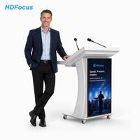 Podium Mimbar Interaktif Multimedia Layar Sentuh Digital 4K Elektronik Konferensi dengan Ketinggian yang Dapat Disesuaikan
