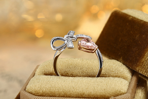 Mewah halus 925 perak <span class=keywords><strong>Platinum</strong></span> 18k putih emas pertunangan 1.55ct merah muda bentuk hati Lab tumbuh berlian cincin untuk wanita perhiasan Set - Product Image 4