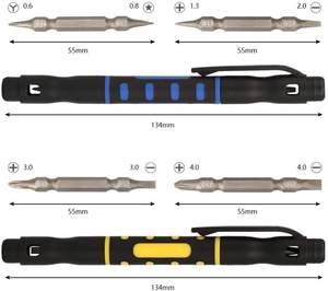 Custom Logo OEM DIY Chrome Plastic Handle Double-end Bits Household Slotted Phillips Magnetic Tip 134mm Pocket Pen <b>Screwdriver</b> - Product Image 3