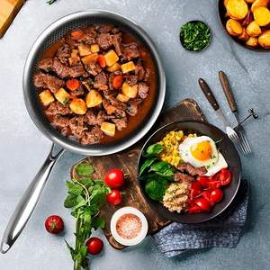 20/24/28cm Antihaft 3ply 18/10 Edelstahl Bratpfanne Pfannen set Induktion Triply 304 Edelstahl Waben Bratpfanne Set - Product Image 6