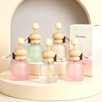 Offre Spéciale – Mini Diffuseur d'Huiles Essentielles Rond en Verre Dépoli Coloré de 10 ml avec Clip de Ventilation de Voiture, Bouchon en Bois et Bâtonnet