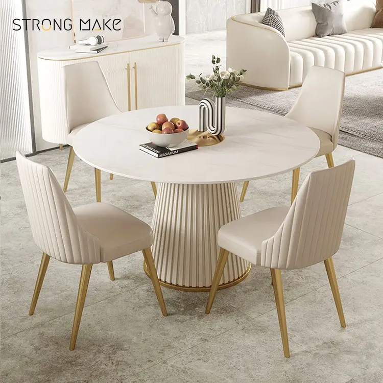 Juego De Mesa Comedor Silla Muebles Modernos De Lujo Mesa De Comedor Y Silla De Mármol De 4 6 Plazas Juego De Mesa De Comedor Redonda Para Cocina