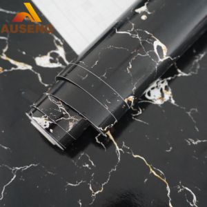 Carta da Parati Nera <span class=keywords><strong>per</strong></span> Soggiorno/Rotolo di Carta da Parati <span class=keywords><strong>per</strong></span> <span class=keywords><strong>Mobili</strong></span> Resistente al Calore 0,45*10M Rotoli di Carta da Parati <span class=keywords><strong>per</strong></span> Cucina Effetto Marmo Lucido Adesivo Autoadesivo - Product Image 1