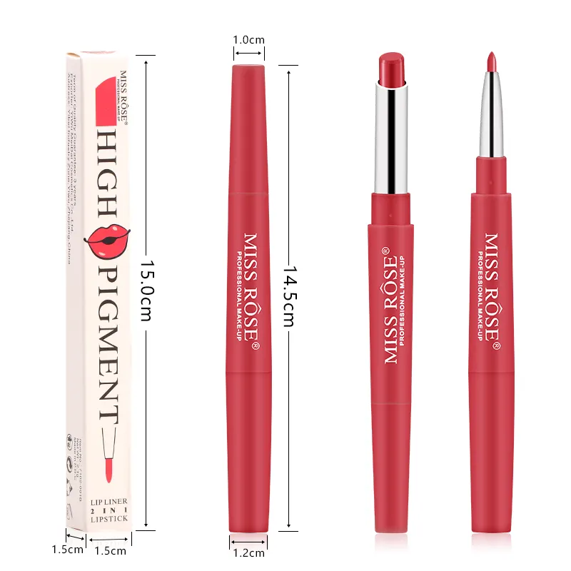 Miss Rose 20 cores Matte Batom 2 em 1 Lipliner impermeável de longa duração Batons hidratantes Maquiagem profissional